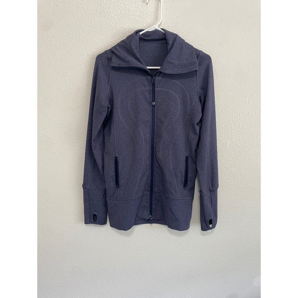 Lululemon‎ In Stride Jacket Women Size 8 Heather Deep Indigo Full Zip Activewear